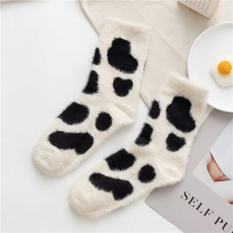Women's Fashion Mink Fur Cute Warm Mid-calf Length Socks