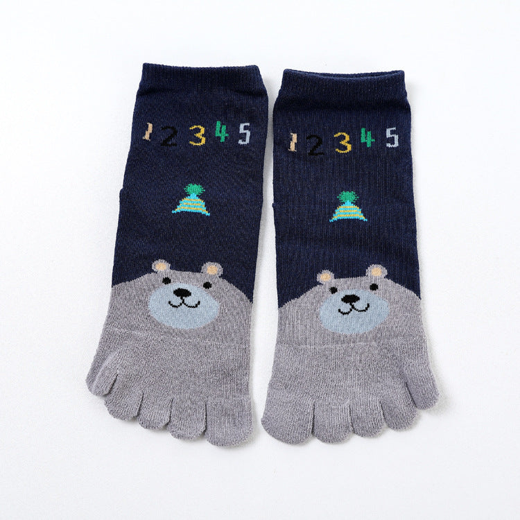 Fünf Zehensocken Baumwollsocken Niedlicher Cartoon
