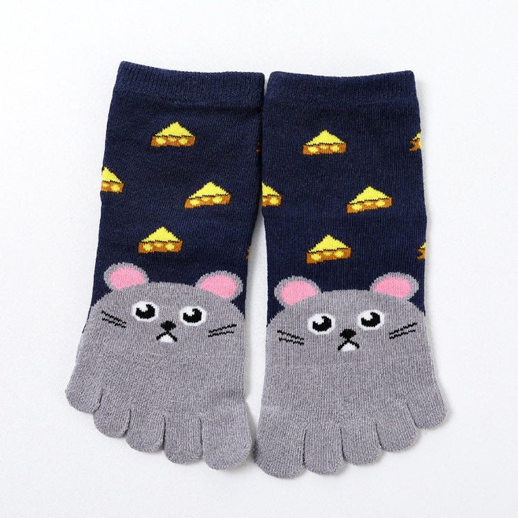 Fünf Zehensocken Baumwollsocken Niedlicher Cartoon
