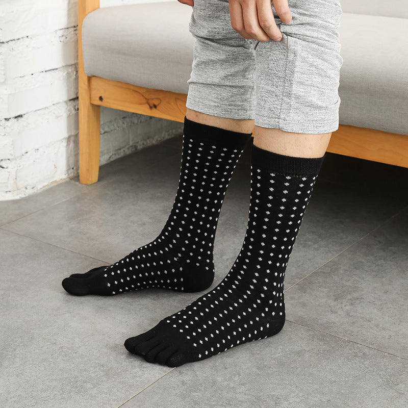 Business-Socken für Herren mit hoher Zehenpartie, Rautenform, kleinen Punkten, vertikalen Balken und einfarbiger