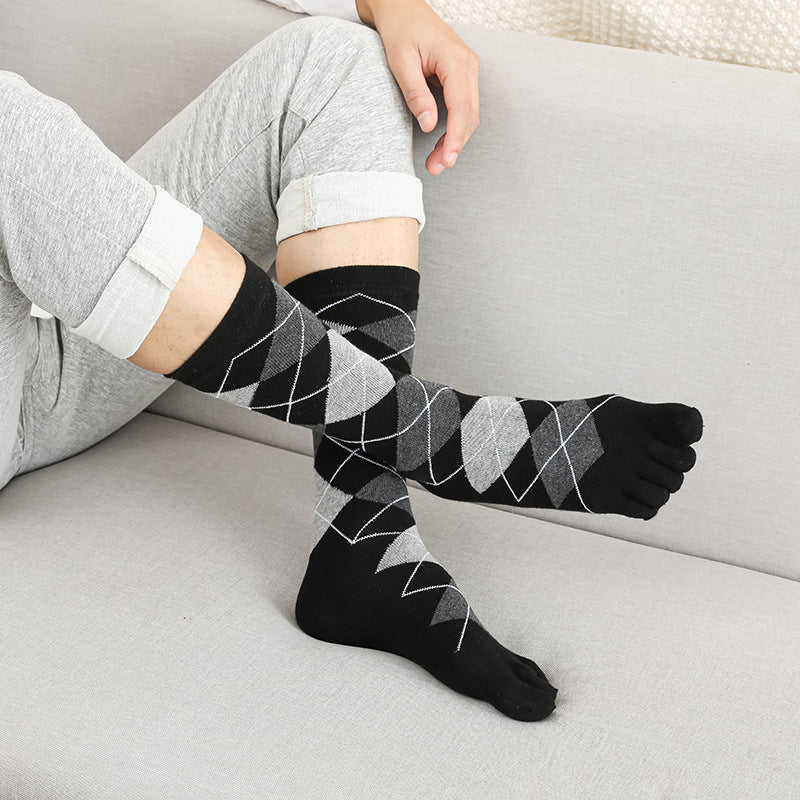 Business-Socken für Herren mit hoher Zehenpartie, Rautenform, kleinen Punkten, vertikalen Balken und einfarbiger