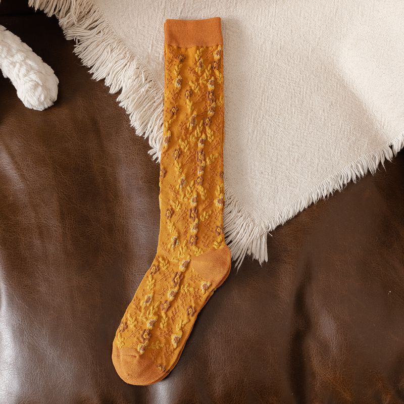 Retro Calf Socks Floral Series Knee-length Ins Wind Calf Pile Socks