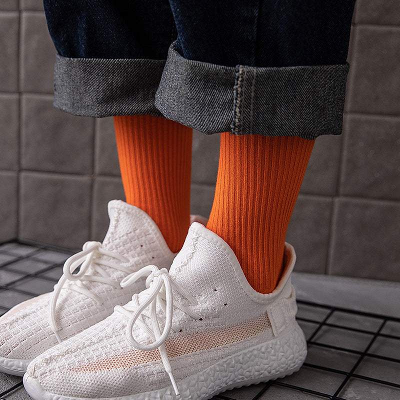Herren Baumwollsocken Einfarbige Sportsocken bis zur Mitte der Wade