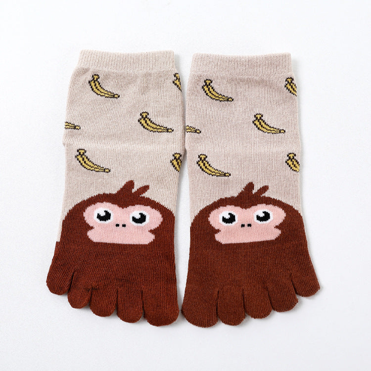 Fünf Zehensocken Baumwollsocken Niedlicher Cartoon