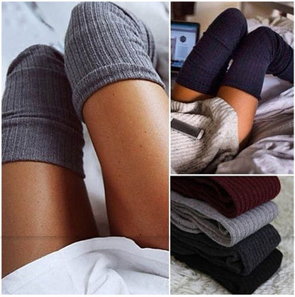 Women's Vertical Stripes Over The Knee Bunching Socks