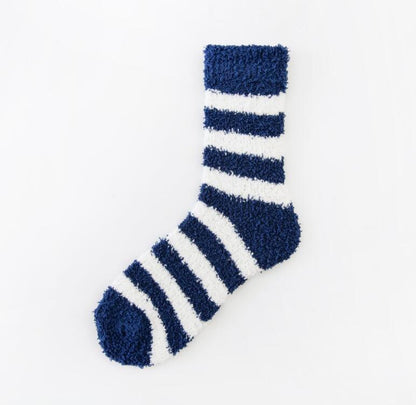 Coral Fleece Autumn And Winter Stripes In Tube Socks