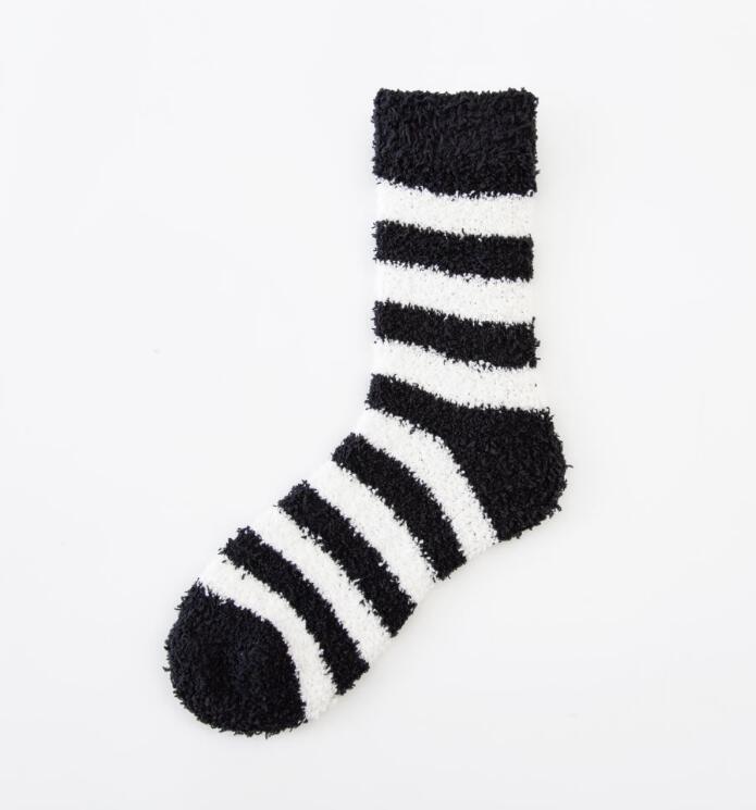 Coral Fleece Autumn And Winter Stripes In Tube Socks