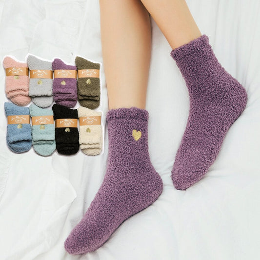 秋冬刺繡愛心珊瑚絨襪