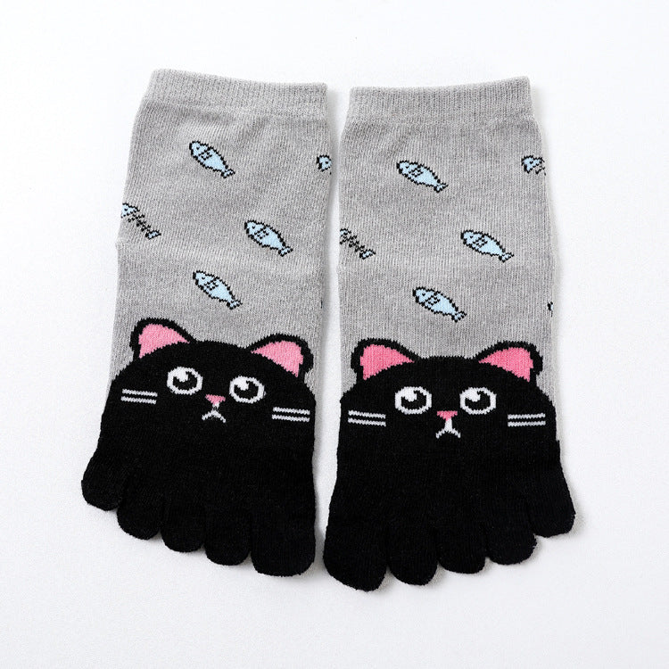 Fünf Zehensocken Baumwollsocken Niedlicher Cartoon
