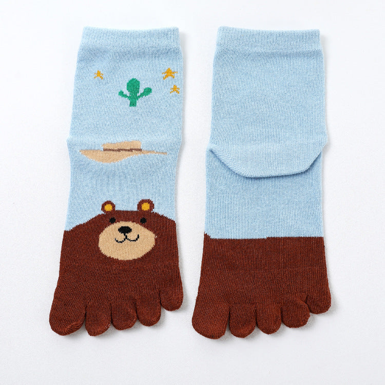 Fünf Zehensocken Baumwollsocken Niedlicher Cartoon