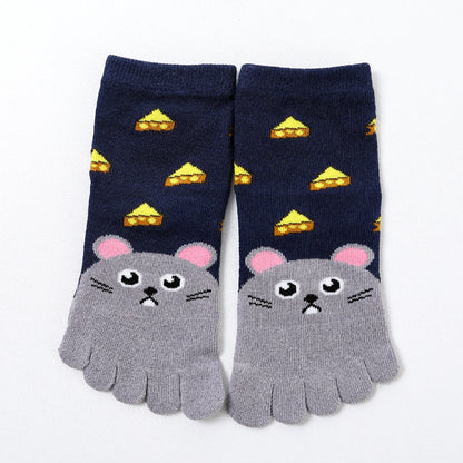Fünf Zehensocken Baumwollsocken Niedlicher Cartoon