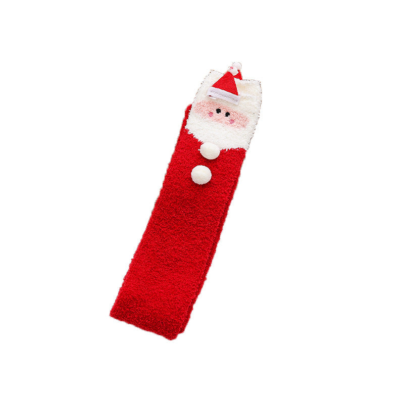 Coral Velvet Knee Socks Cartoon Long Tube