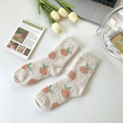 Women's Fashionable Simple Coral Fleece Mid-calf Socks