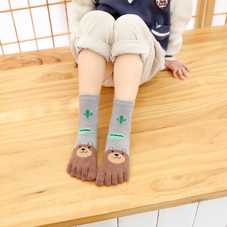 Fünf Zehensocken Baumwollsocken Niedlicher Cartoon
