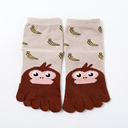 Fünf Zehensocken Baumwollsocken Niedlicher Cartoon