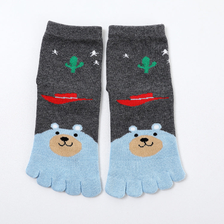 Fünf Zehensocken Baumwollsocken Niedlicher Cartoon